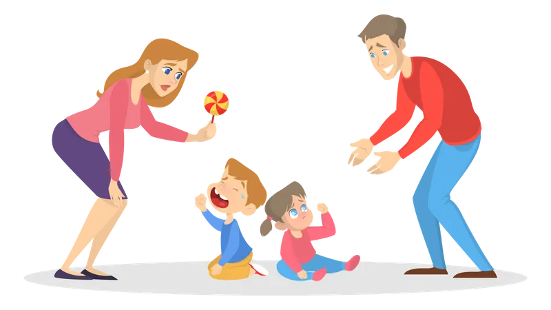 Parents making children calm  Illustration