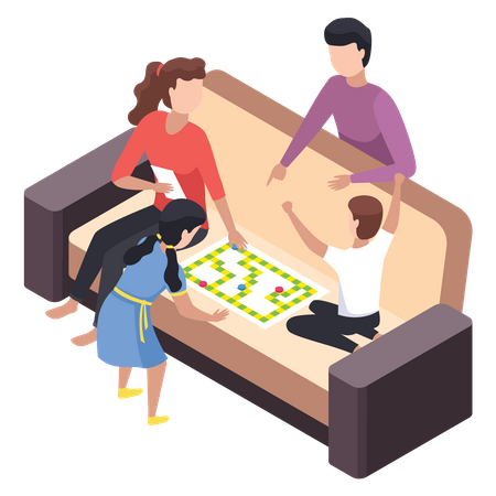 Parents playing game with kids Illustration