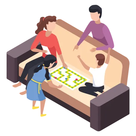 Parents playing game with kids  Illustration