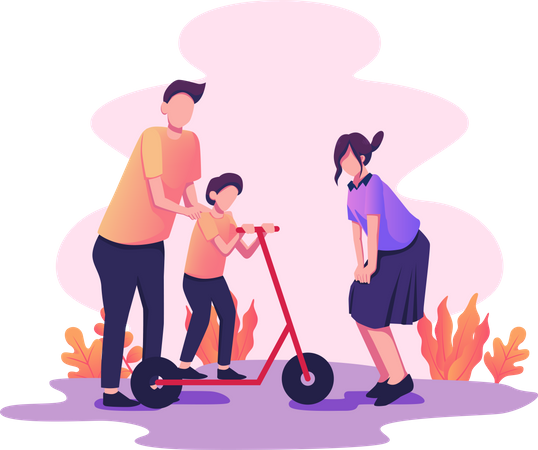 Parents playing with child Illustration