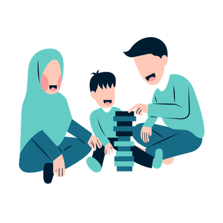 Parents Playing With Kid  Illustration