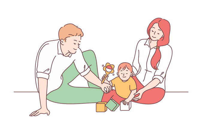 Parents playing with kid  Illustration