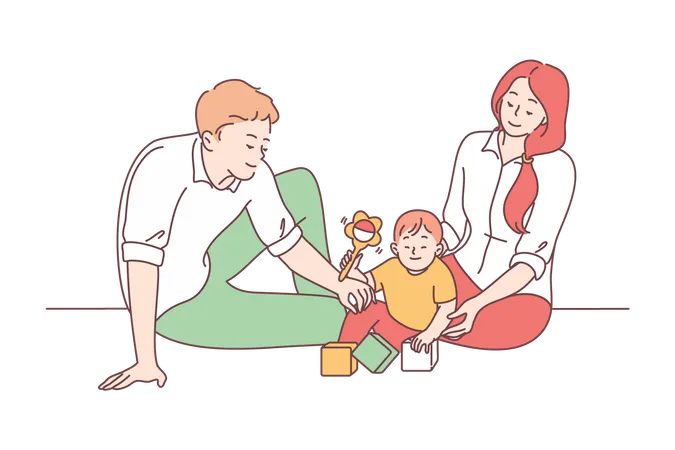 Parents playing with kid  Illustration