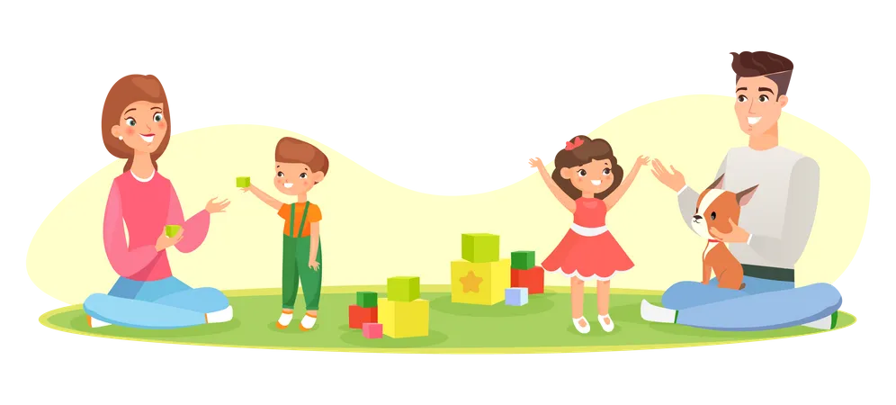 Parents playing with kids  Illustration