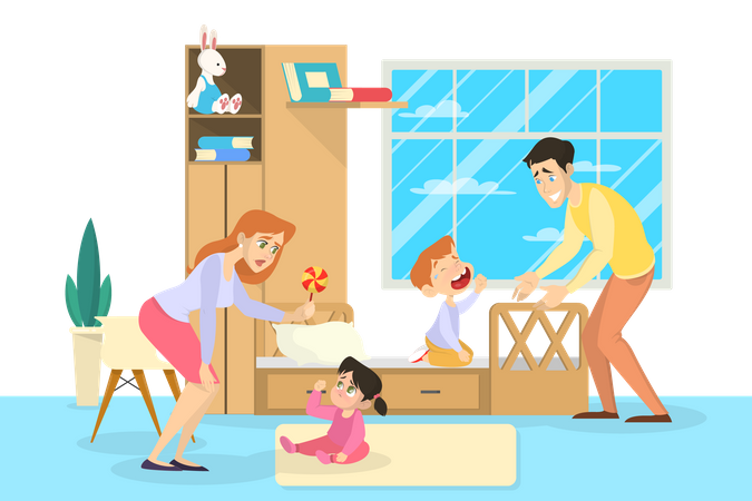 Parents playing with kids  Illustration