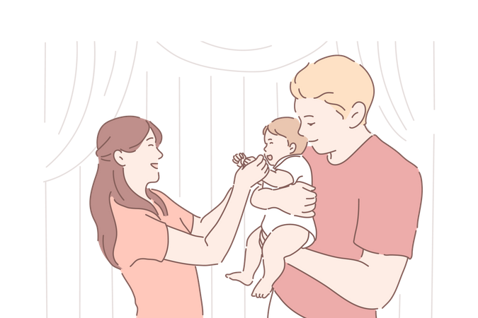 Parents appréciant avec bébé  Illustration