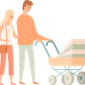 pushing baby stroller illustration free download