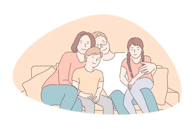 Parents spend time together with children  Illustration