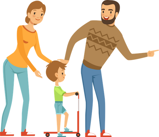 Parents spending time with child  Illustration