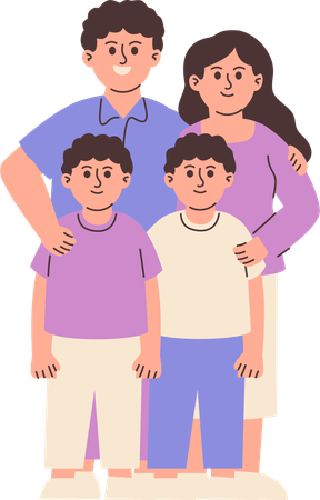 子どもと一緒に立っている親  イラスト