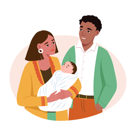 Parents take care of child  Illustration