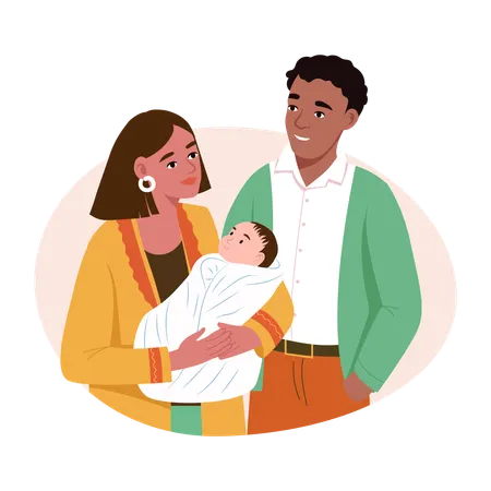 Parents take care of child  Illustration