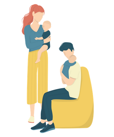 Parents taking care of kids  Illustration