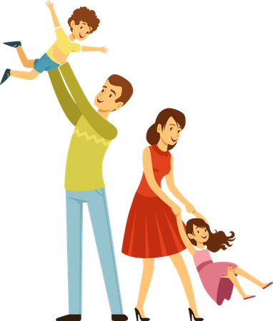 Parents time spending with kids  Illustration