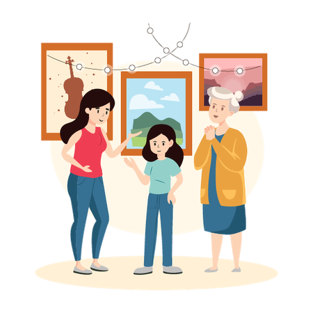Parents visits Growing Gallery  Illustration
