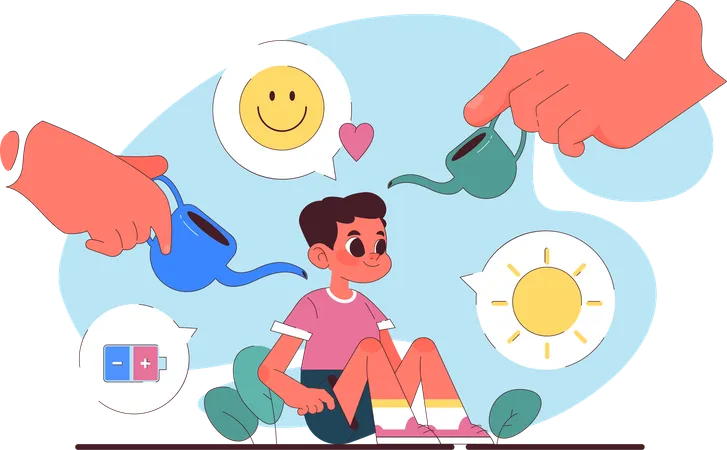 Parents watering for Children growth  Illustration