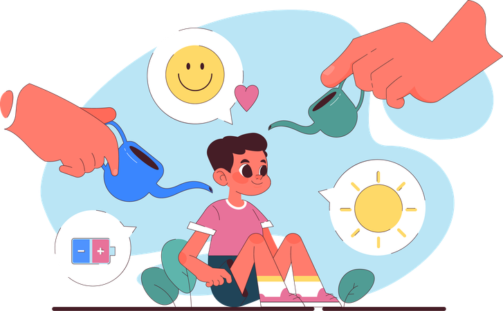 Parents watering for Children growth  Illustration