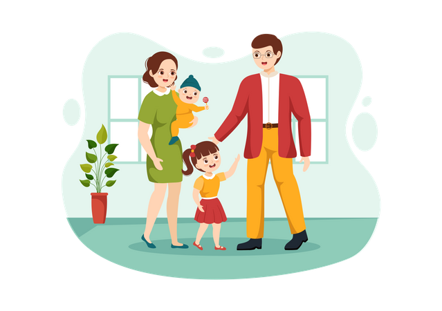 Parents with adopted child  Illustration