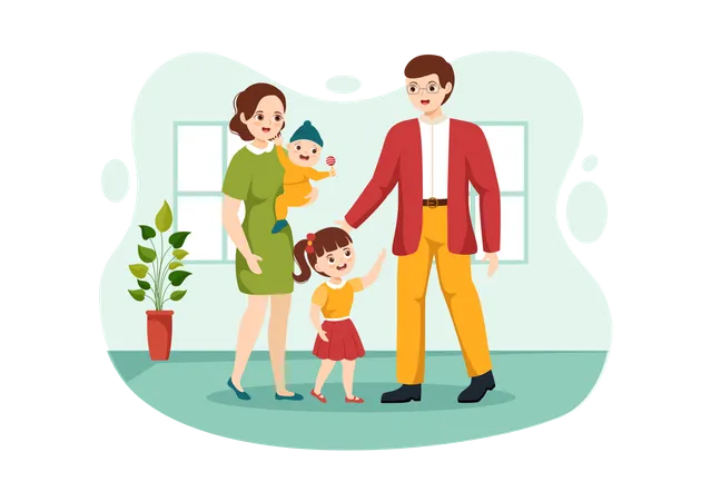 Parents with adopted child  Illustration