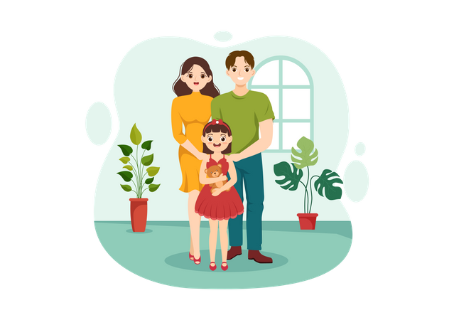Parents with adopted kid  Illustration