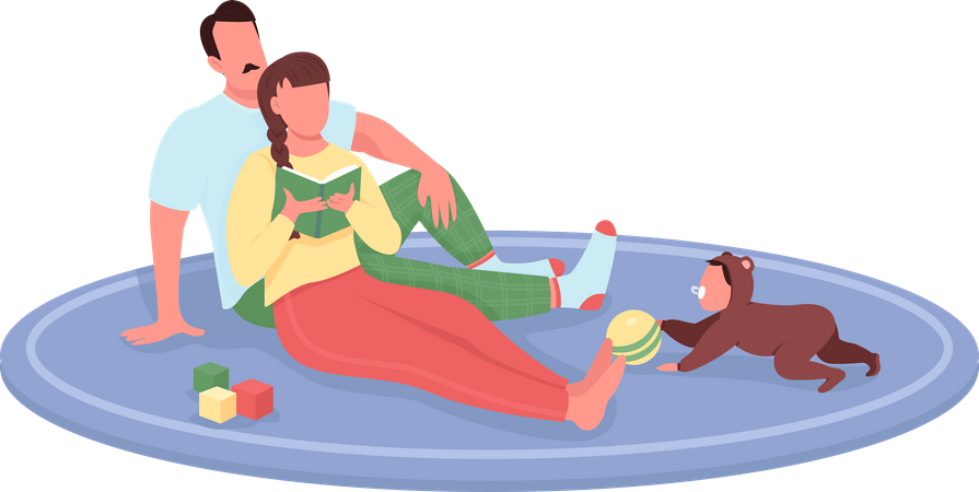 Parents with baby at home Illustration