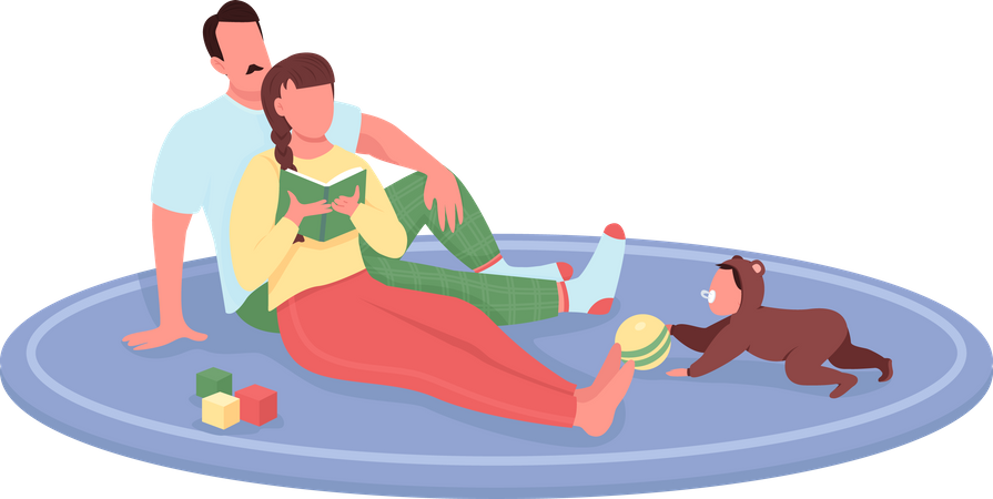 Parents with baby at home  Illustration