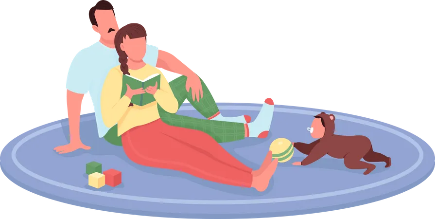 Parents with baby at home  Illustration