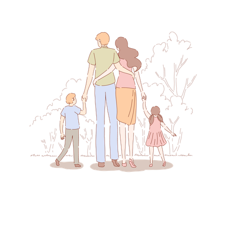 Parents with children  Illustration