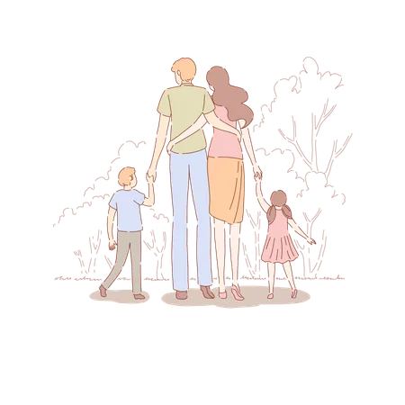 Parents with children  Illustration