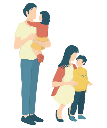 Parents with children  Illustration