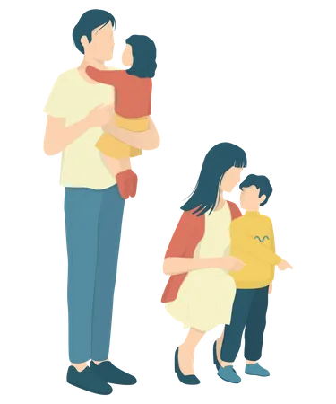 Parents with children  Illustration