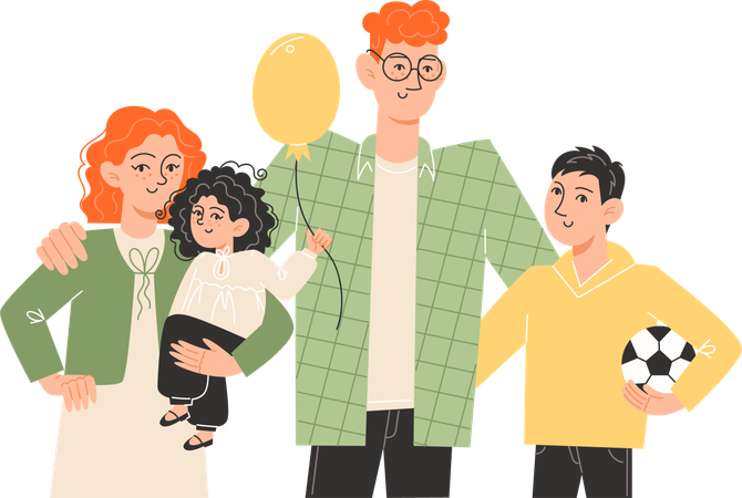 Parents with children  Illustration