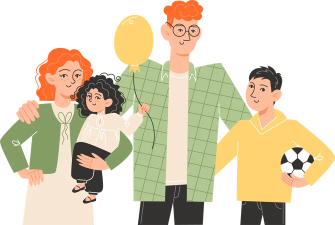 Parents with children  Illustration