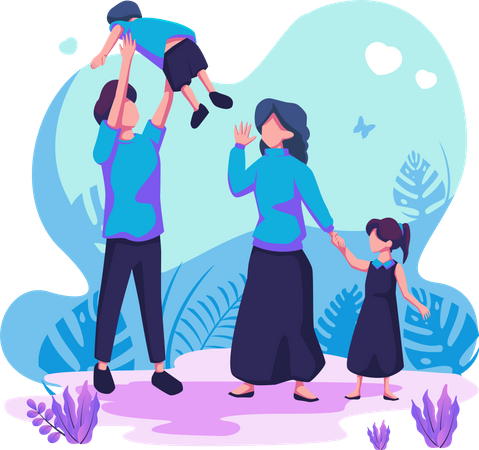 Parents with childrens Illustration