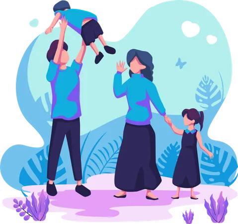 Parents with childrens Illustration