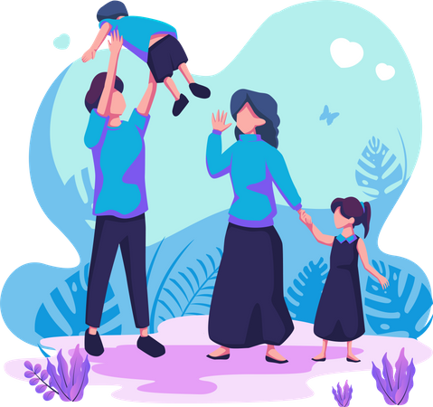 Parents with childrens  Illustration