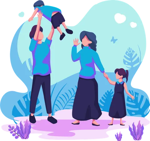 Parents with childrens  Illustration