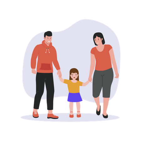 Parents with daughter  イラスト