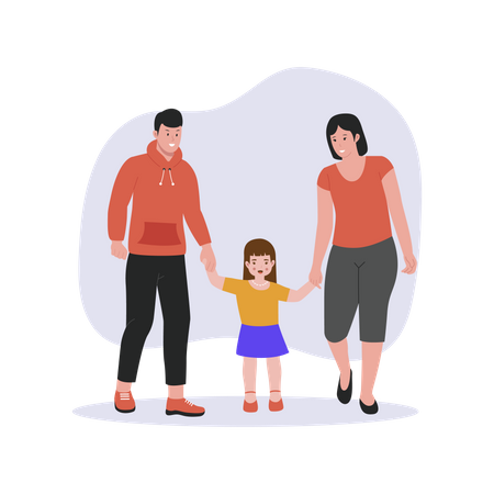 Parents with daughter  Illustration