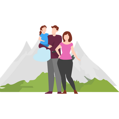 Parents with daughter on a vacation Illustration