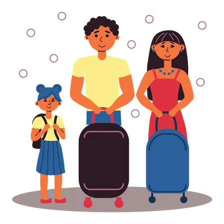 Parents with daughter on a vacation Illustration