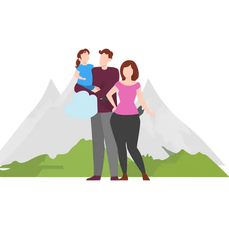 Parents with daughter on a vacation  Illustration