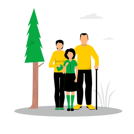 Parents With Kid  Illustration