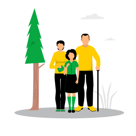 Parents With Kid  Illustration