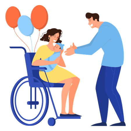 Parents with newborn kid  Illustration