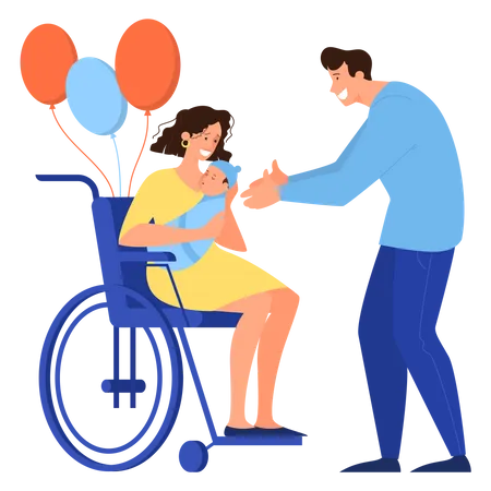 Parents with newborn kid  Illustration