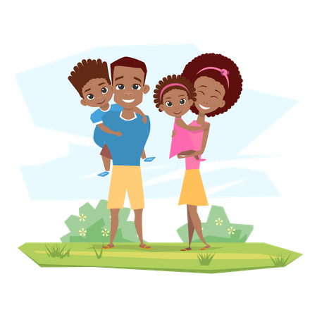 Parents with their kids Illustration