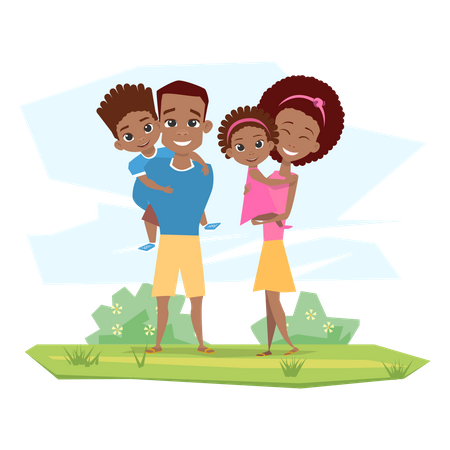 Parents with their kids  Illustration