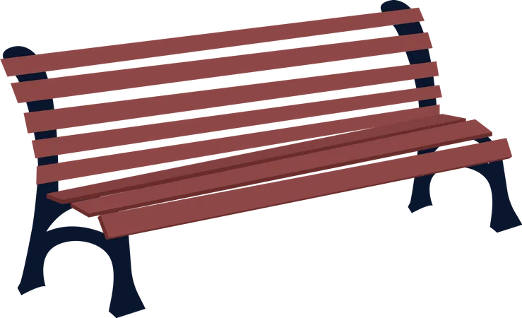 Park Bench Semi Flat Color Vector Object Realistic Item On White Wooden Furnishing Urban Outdoor Settee Place Isolated Modern Cartoon Style Illustration For Graphic Design And Animation Illustration