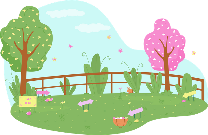 Park for Easter egg hunt Illustration
